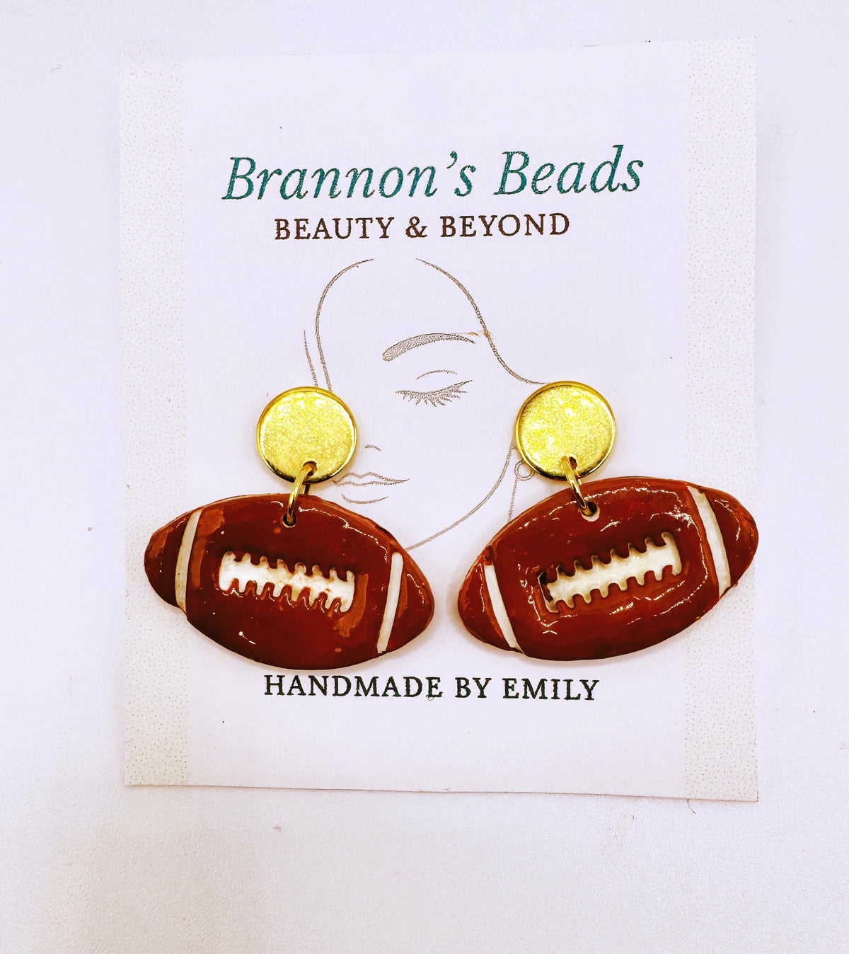 Football Dangle Earrings (Gold Stud) – lightweight, hypoallergenic & nickel free