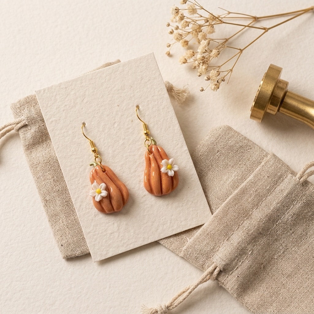 Terracotta Daisy Gourd Dangle Earrings