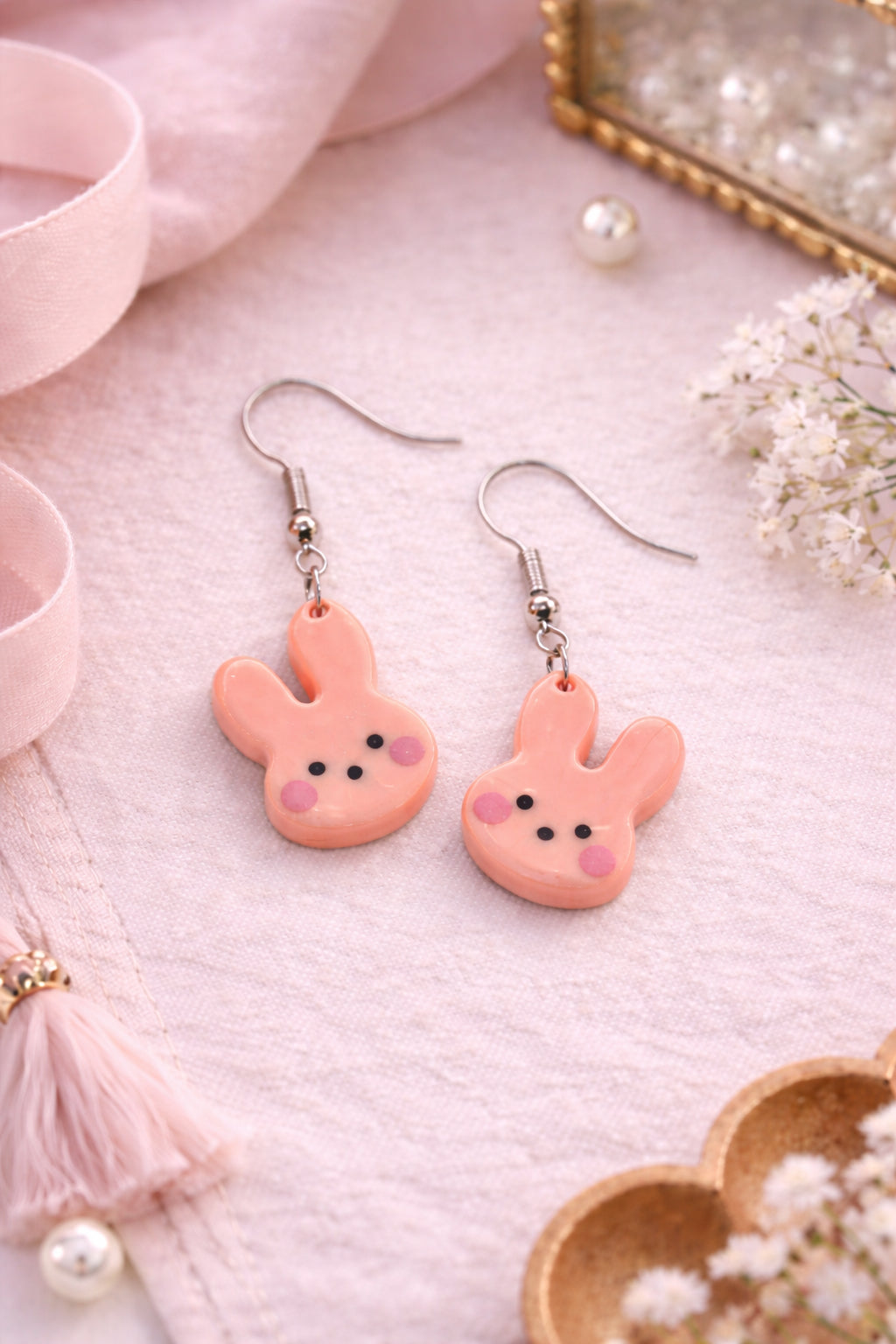Pastel Bunny Earrings | Cute Easter Bunny Dangle Earrings
