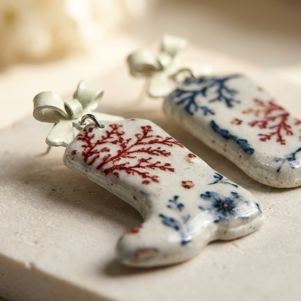 Patriotic Floral Cowboy Boot Dangle Earrings