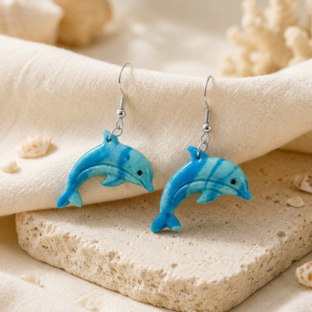 Coastal Dolphin Dangles – Handmade Ocean-Inspired Earrings