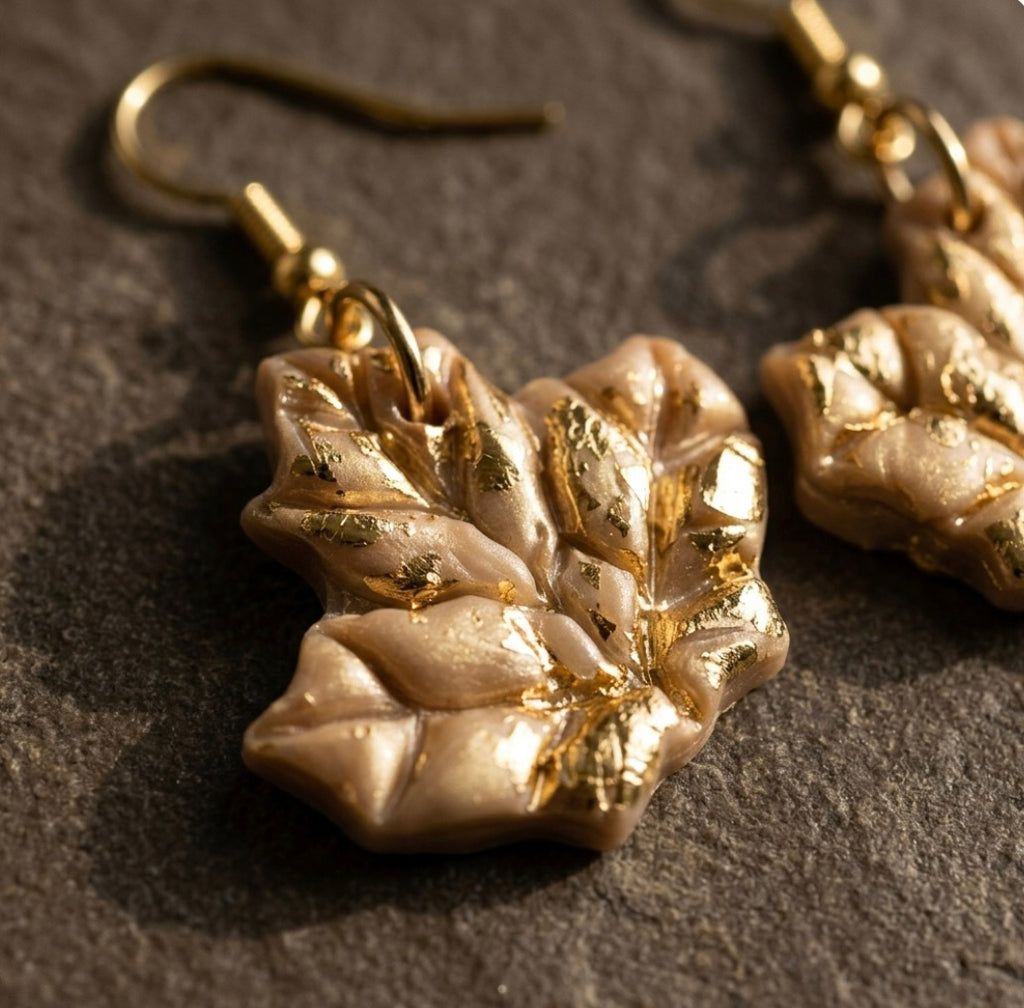 Gilded Autumn Leaf Dangle Earrings