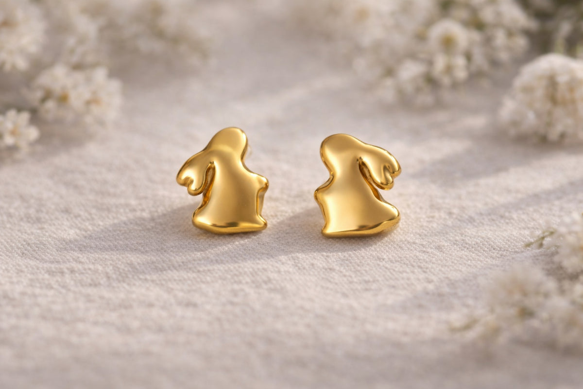 Gold Bunny Stud Earrings  |  Nickel Free  |  Hypoallergenic Easter Studs