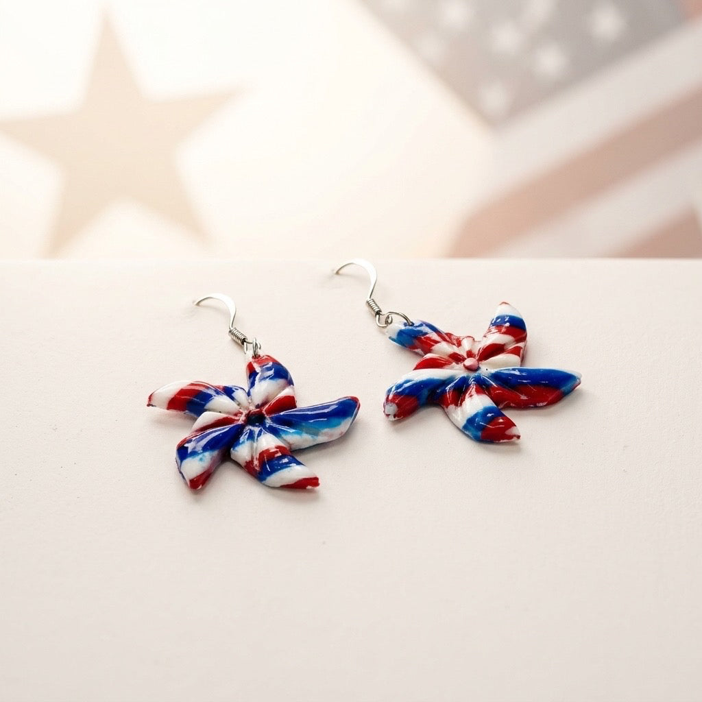 Patriotic Pinwheel Dangle Earrings