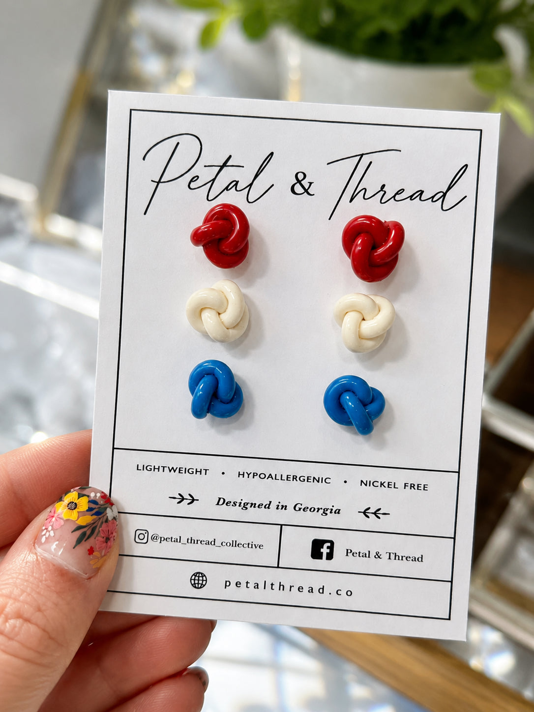 Patriotic Knotted Stud Trio Set