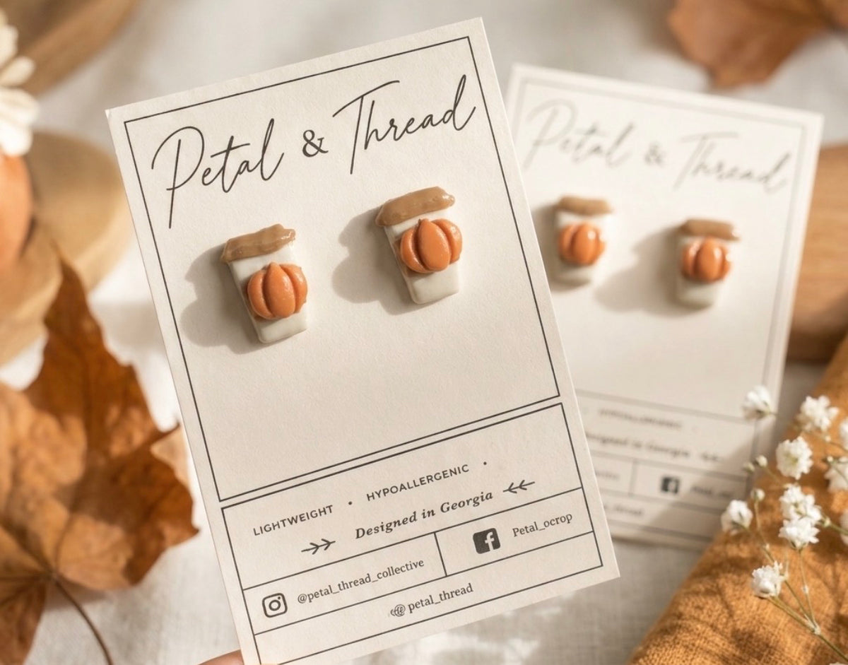 Pumpkin Spice Latte Stud Earrings