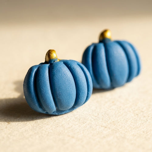 Blue Pumpkin Stud Earrings