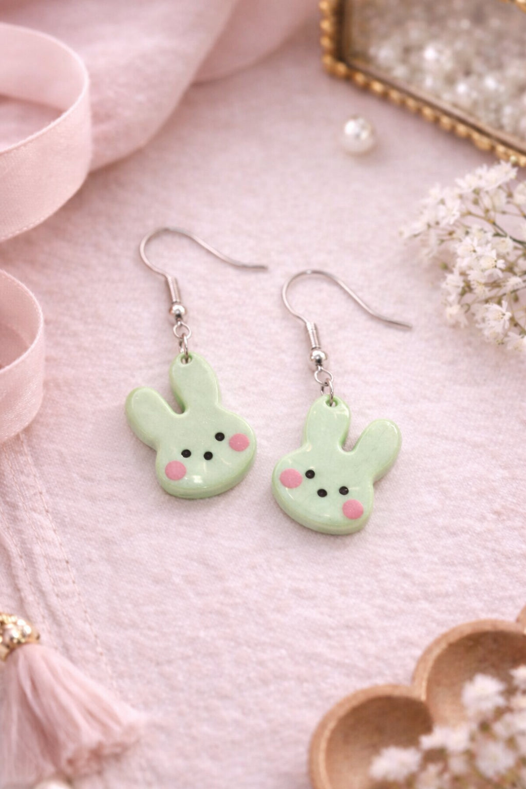Pastel Bunny Earrings | Cute Easter Bunny Dangle Earrings