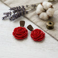 Red Rose Statement Dangle Earrings