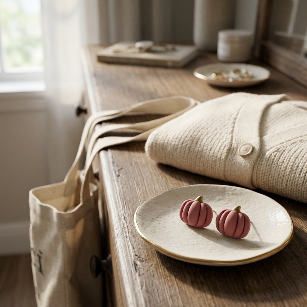 Matte Pink pumpkin studs