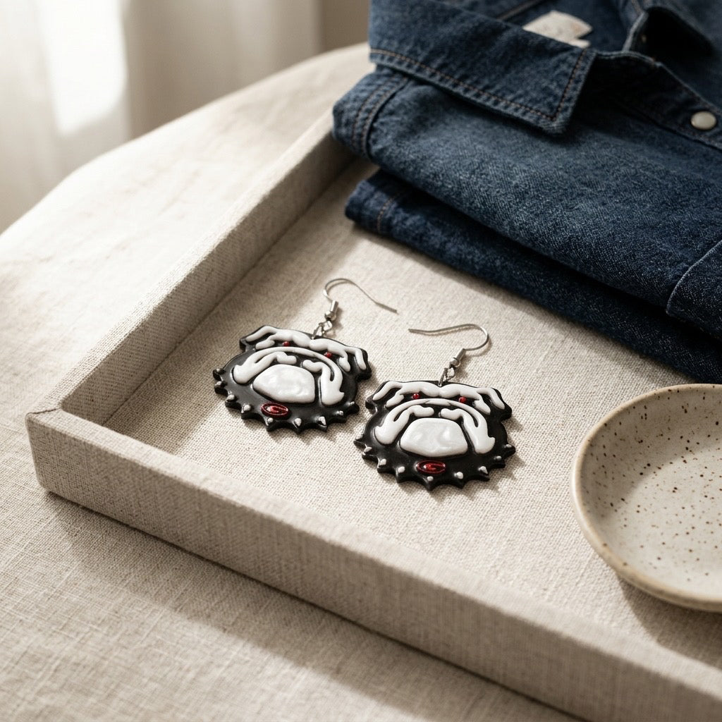Bulldog Dangle Earrings | Lightweight Hypoallergenic Nickel Free