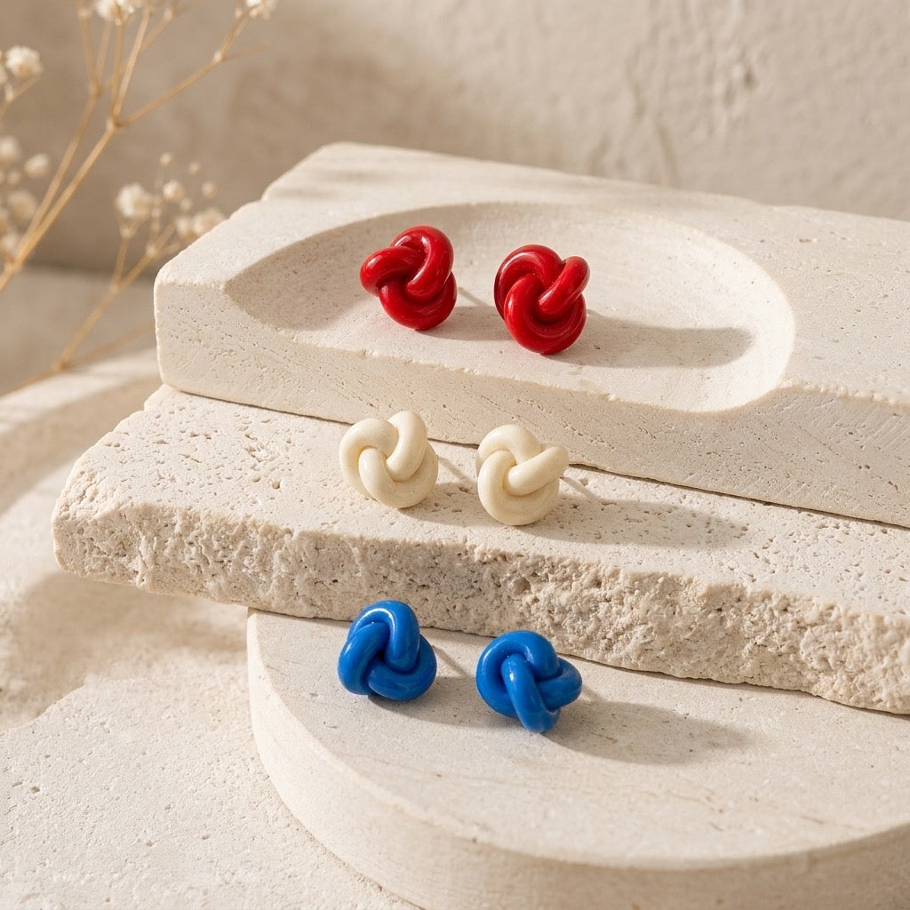 Patriotic Knotted Stud Trio Set