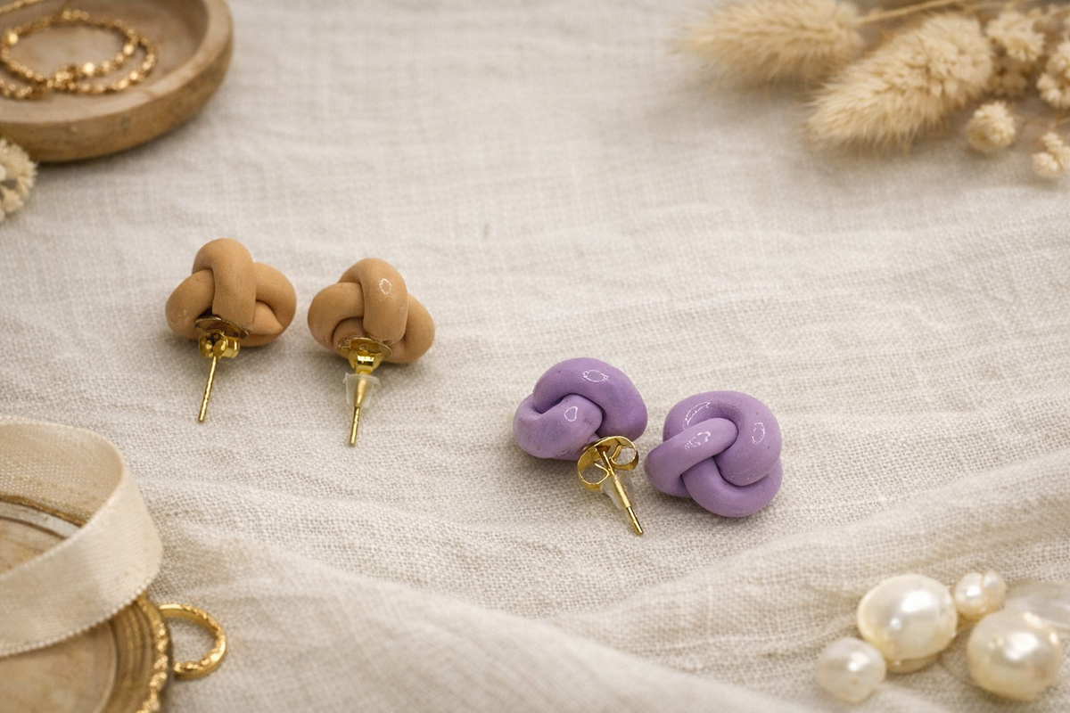 Knotted Stud Earrings | Colorful Minimalist Knot Earrings