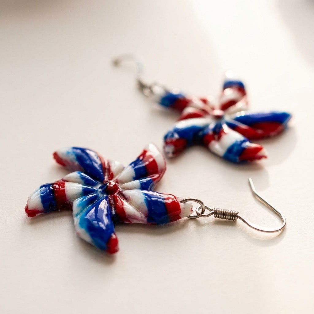 Patriotic Pinwheel Dangle Earrings