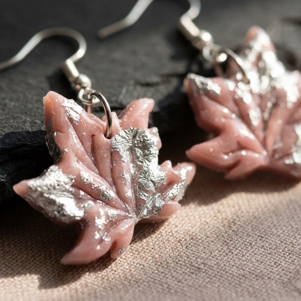 Blush Silver Leaf Earrings