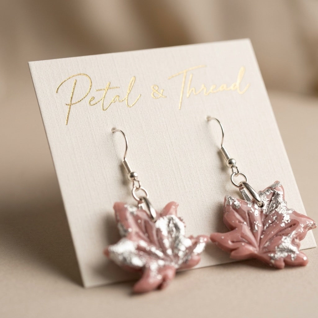 Blush Silver Leaf Earrings