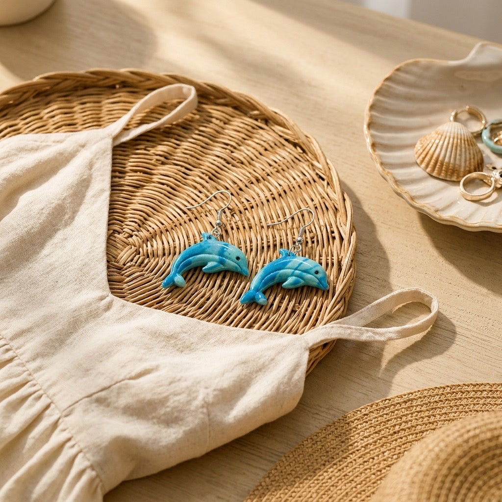 Coastal Dolphin Dangles – Handmade Ocean-Inspired Earrings