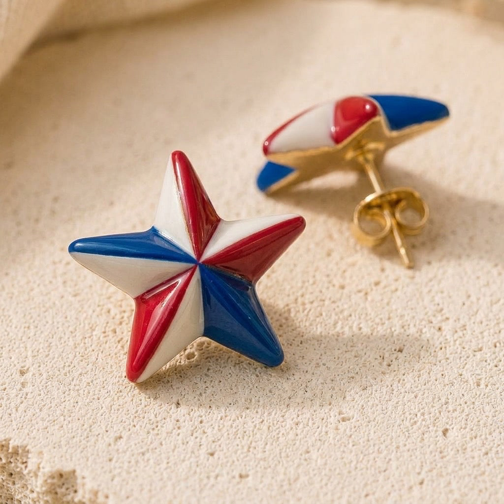 Patriotic Texas Star Stud Earrings