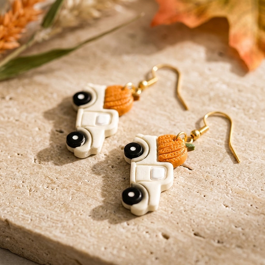 Ivory pumpkin truck dangles