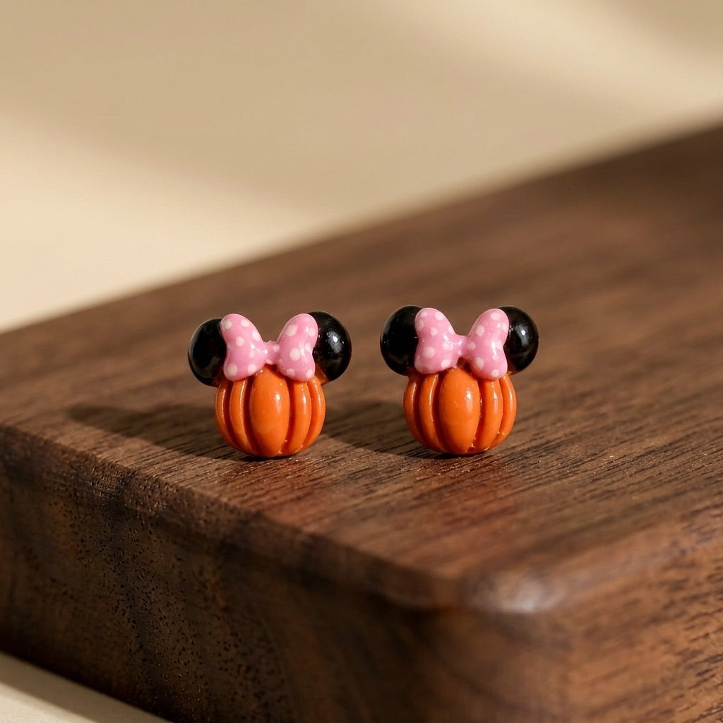 Pumpkin Mouse Bow Studs