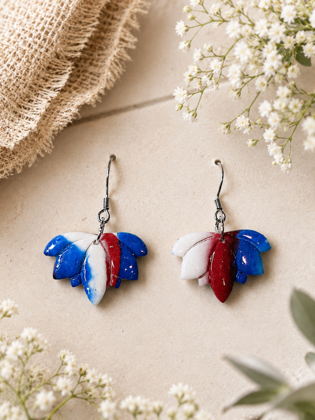 Patriotic Bloom Dangle Earrings