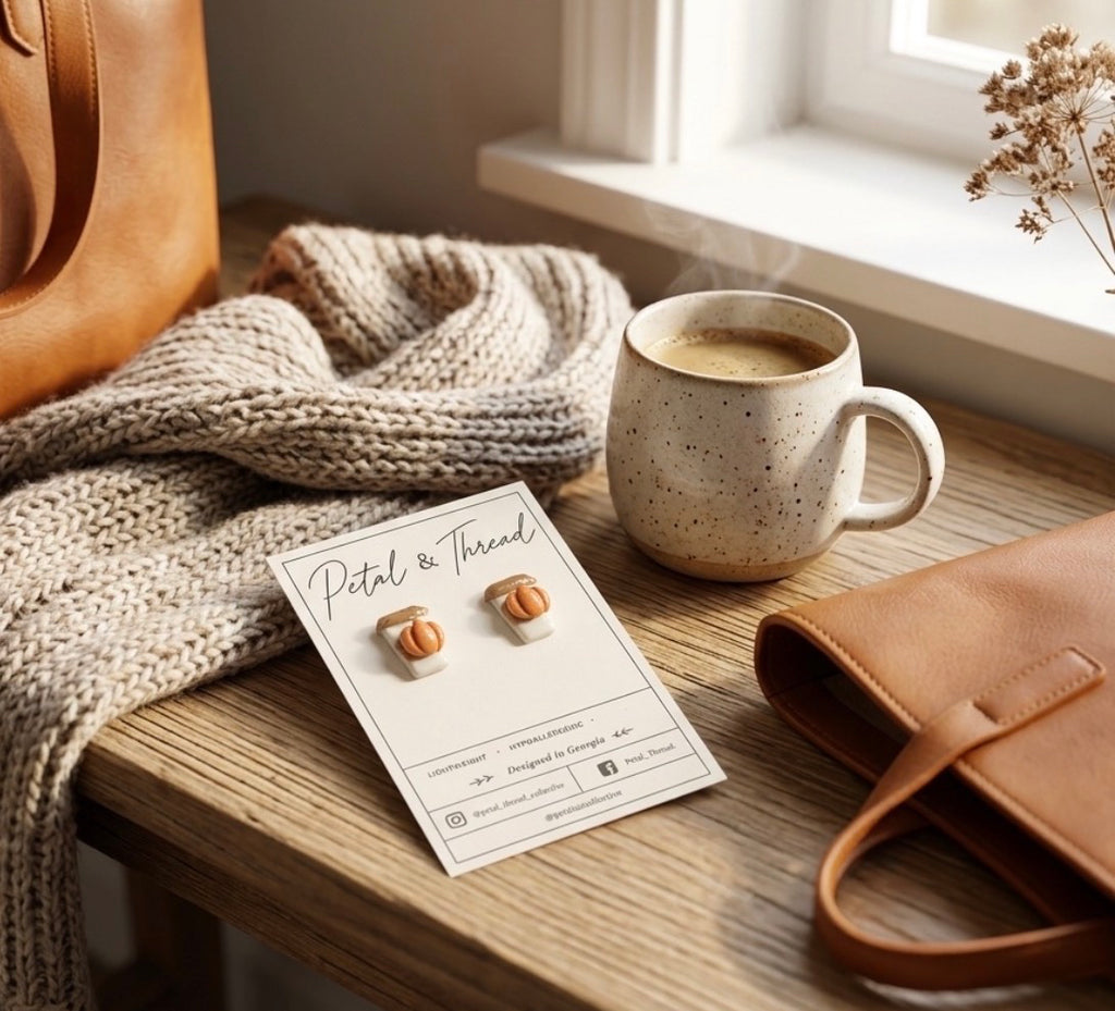 Pumpkin Spice Latte Stud Earrings