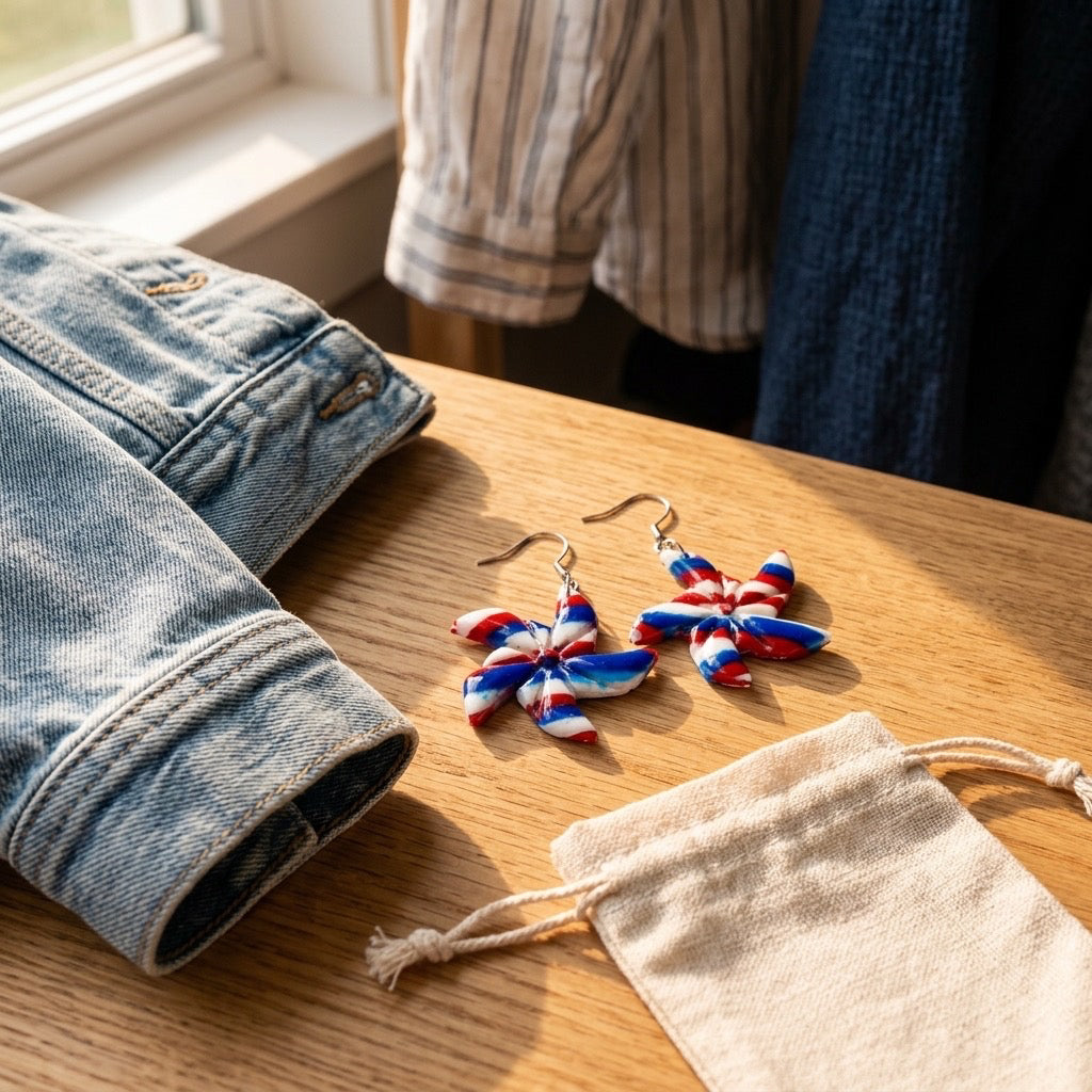 Patriotic Pinwheel Dangle Earrings