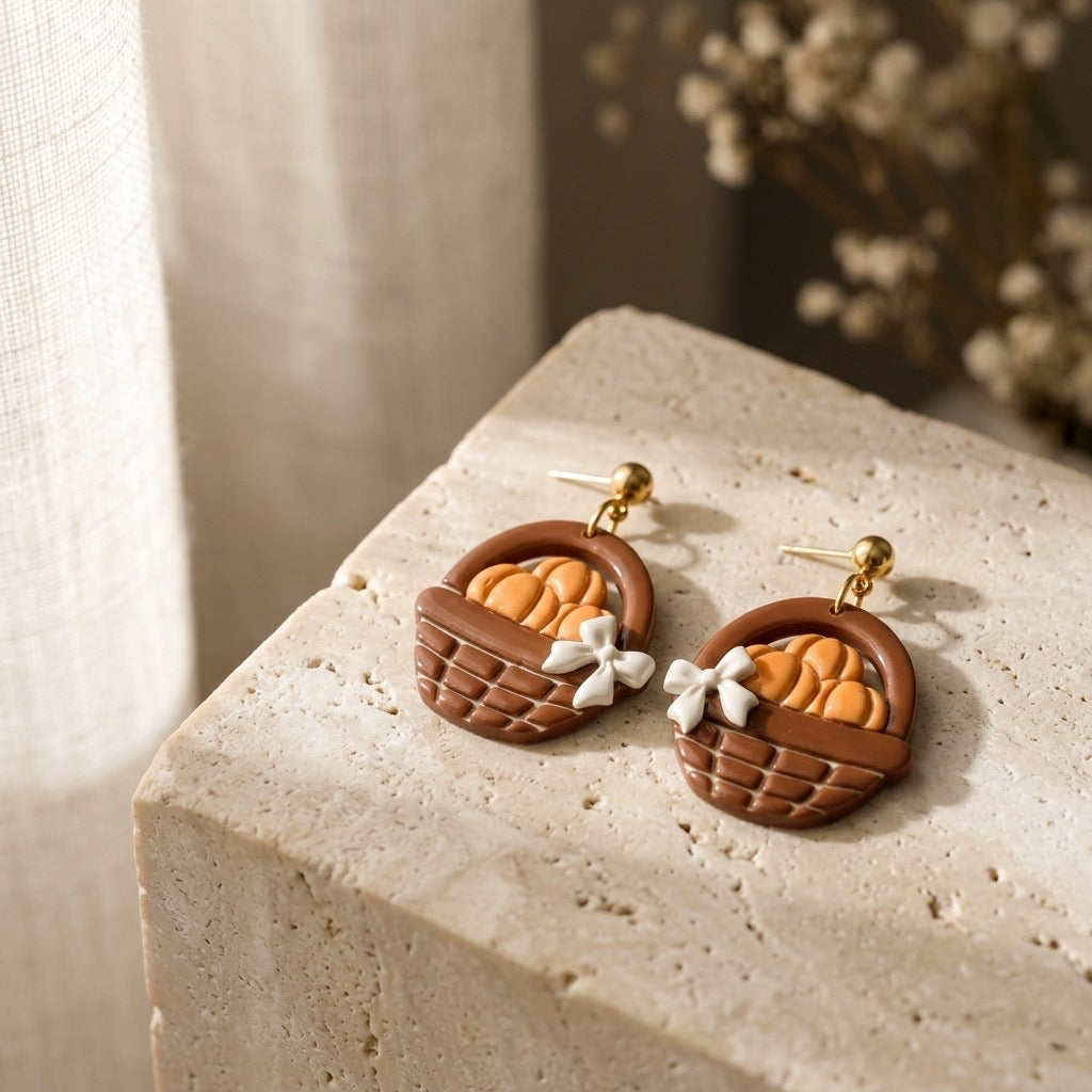 Pumpkin Basket Dangle Earrings