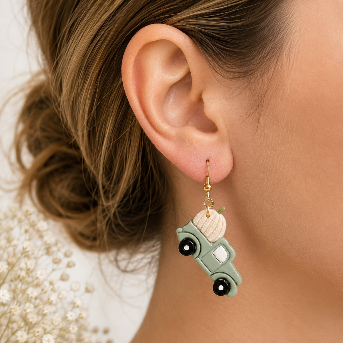 Olive green pumpkin truck dangle
