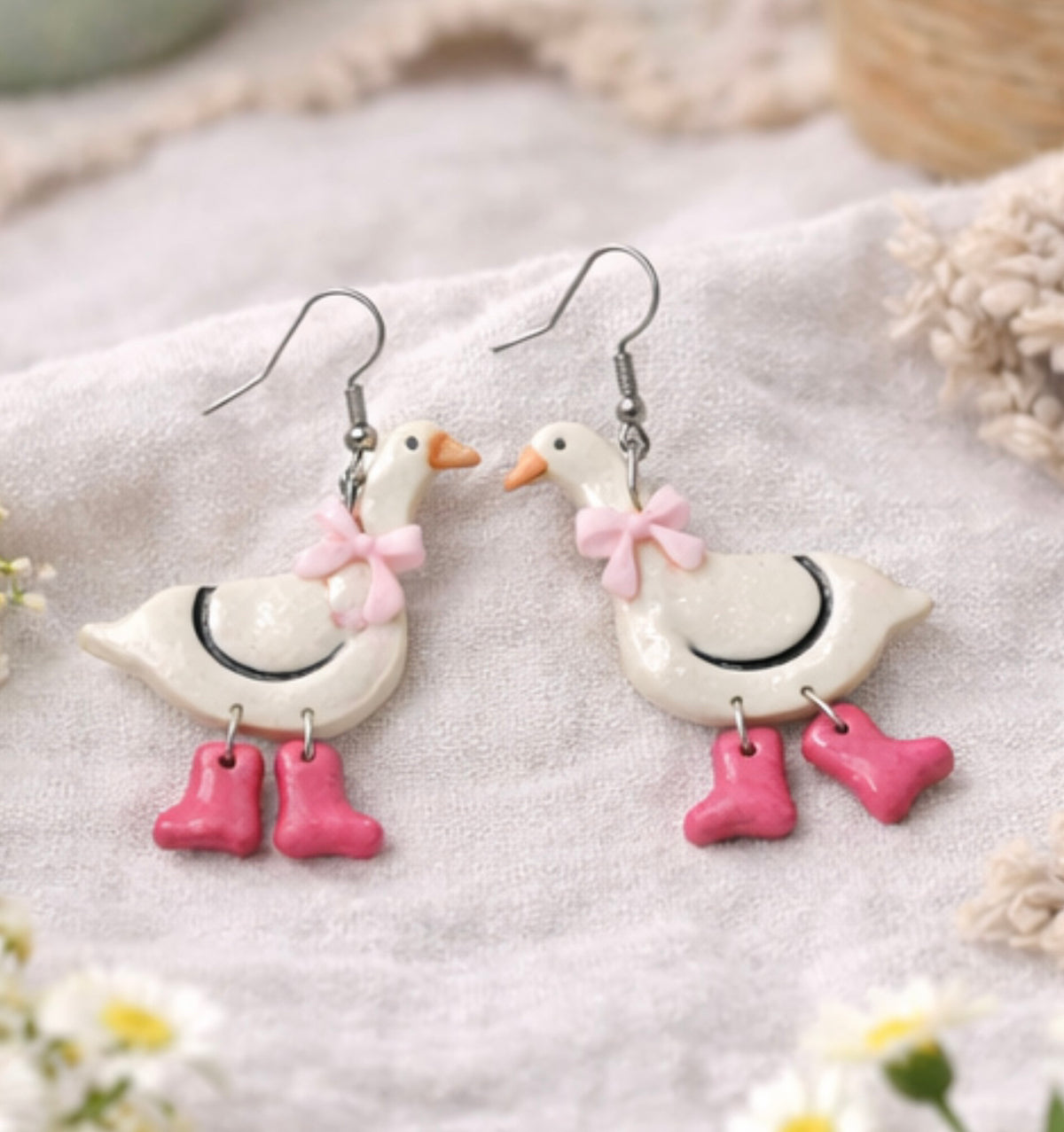 Blush Goose Dangle Earrings – Lightweight, Hypoallergenic & Nickel Free