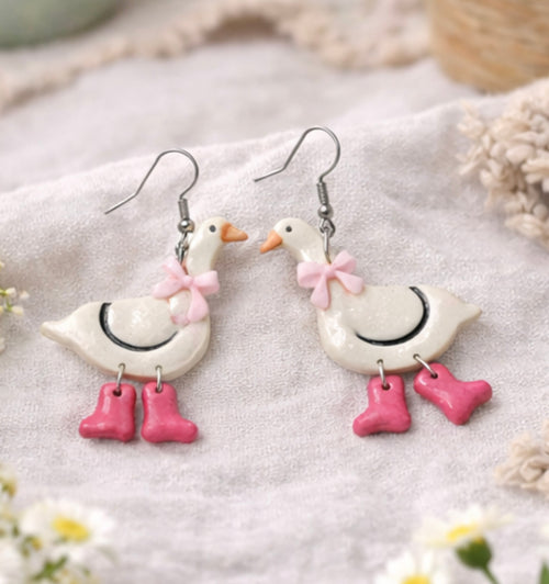 Blush Goose Dangle Earrings – Lightweight, Hypoallergenic & Nickel Free