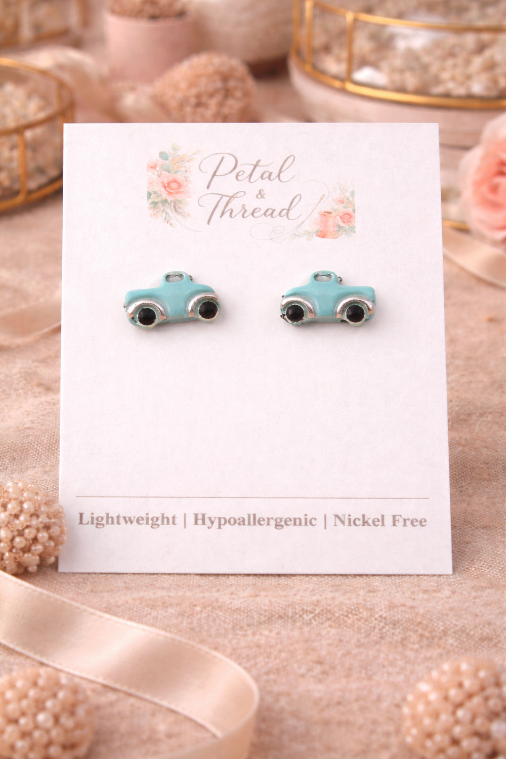 Turquoise Truck Stud Earrings | Lightweight Hypoallergenic Nickel Free