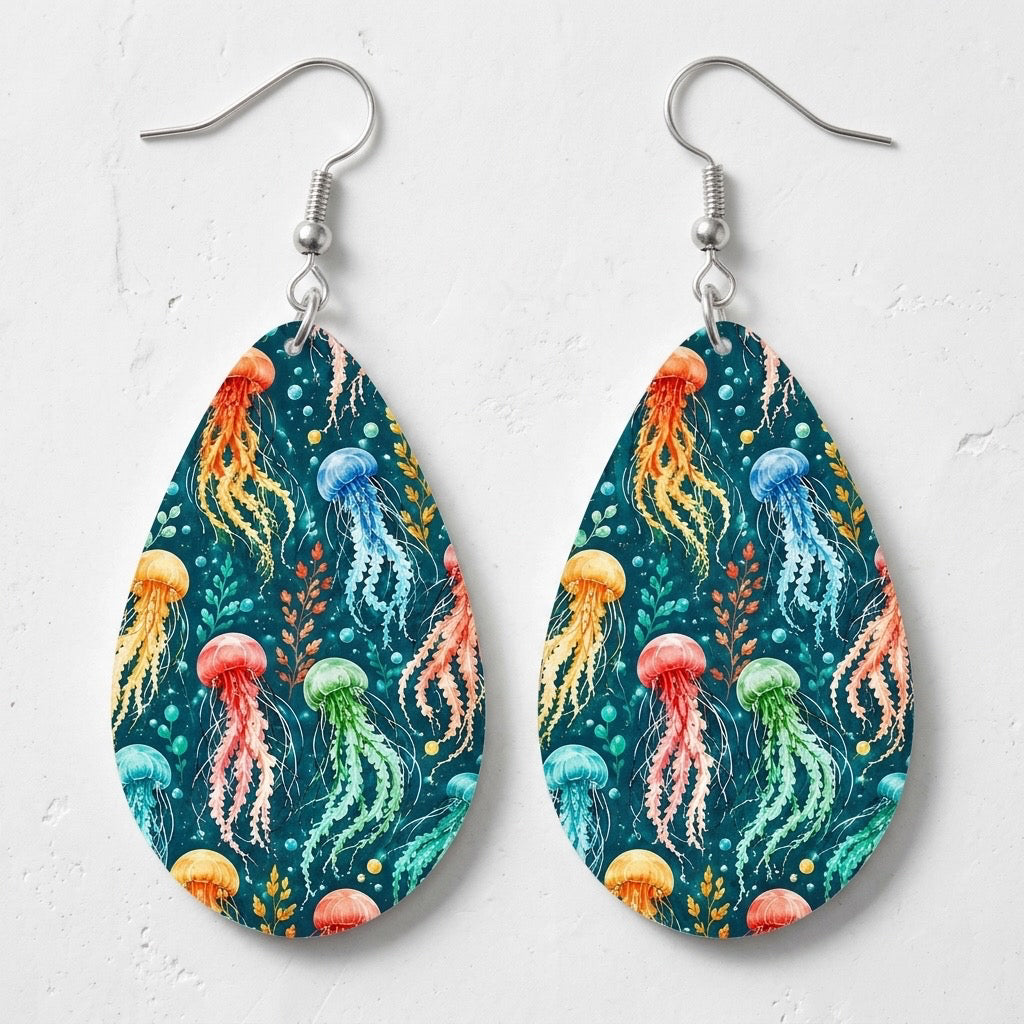Jellyfish Coastal Earrings – Handmade Ocean-Inspired Teardrop Dangles