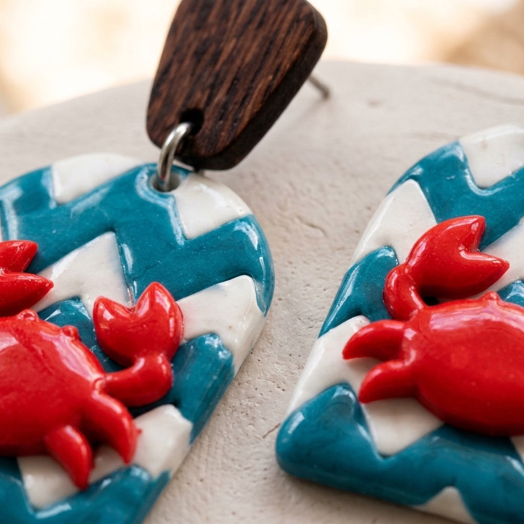 Coastal Crab Chevron Earrings – Nautical Dangles