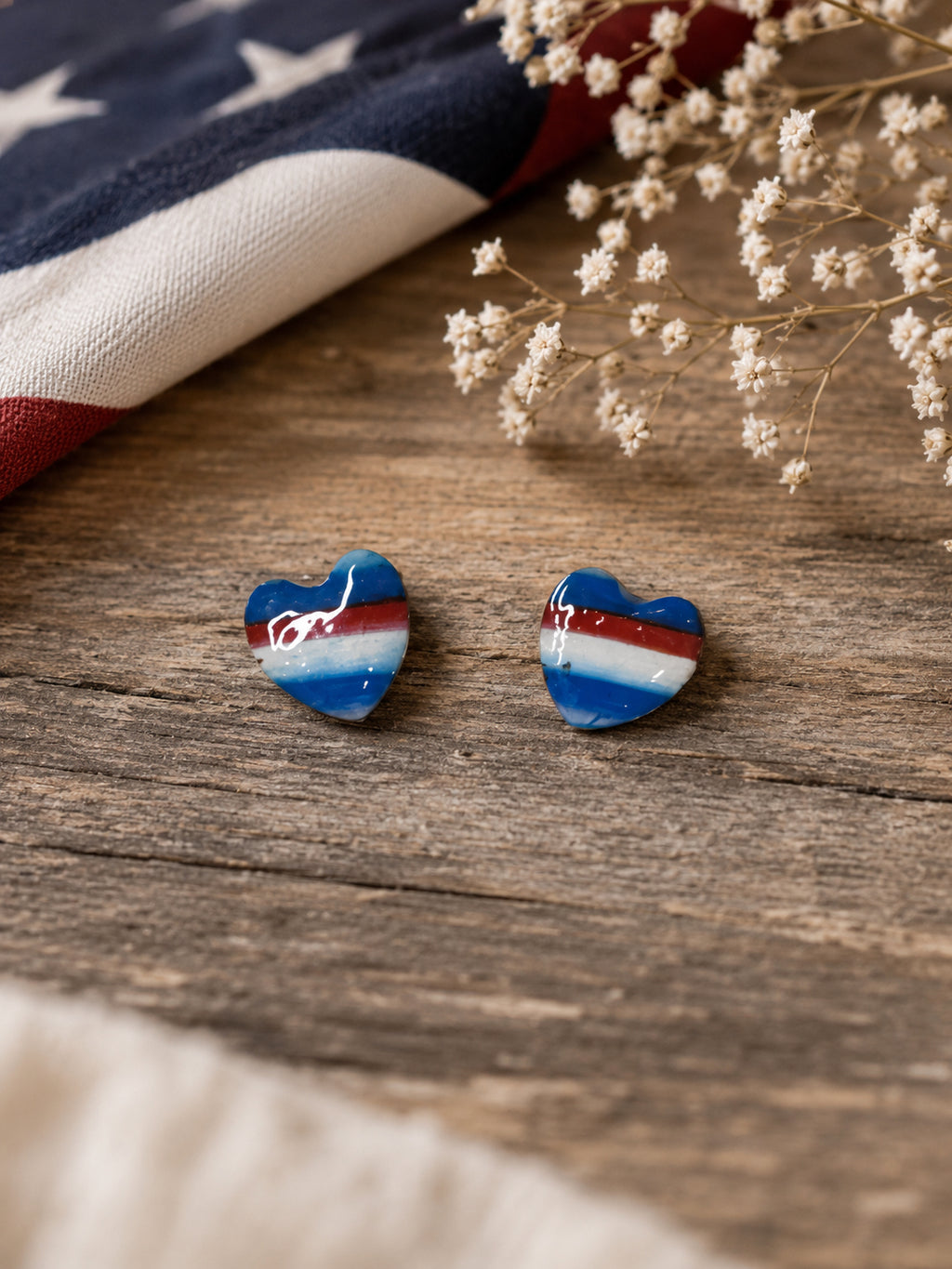 Americana Heart Stud Earrings
