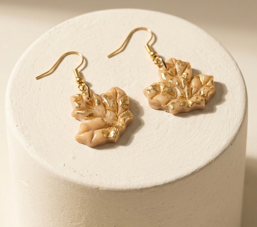 Gilded Autumn Leaf Dangle Earrings