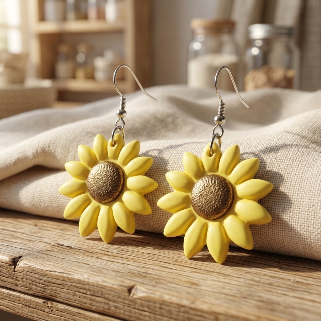 Sunflower Dangle Earrings | Lightweight Hypoallergenic
