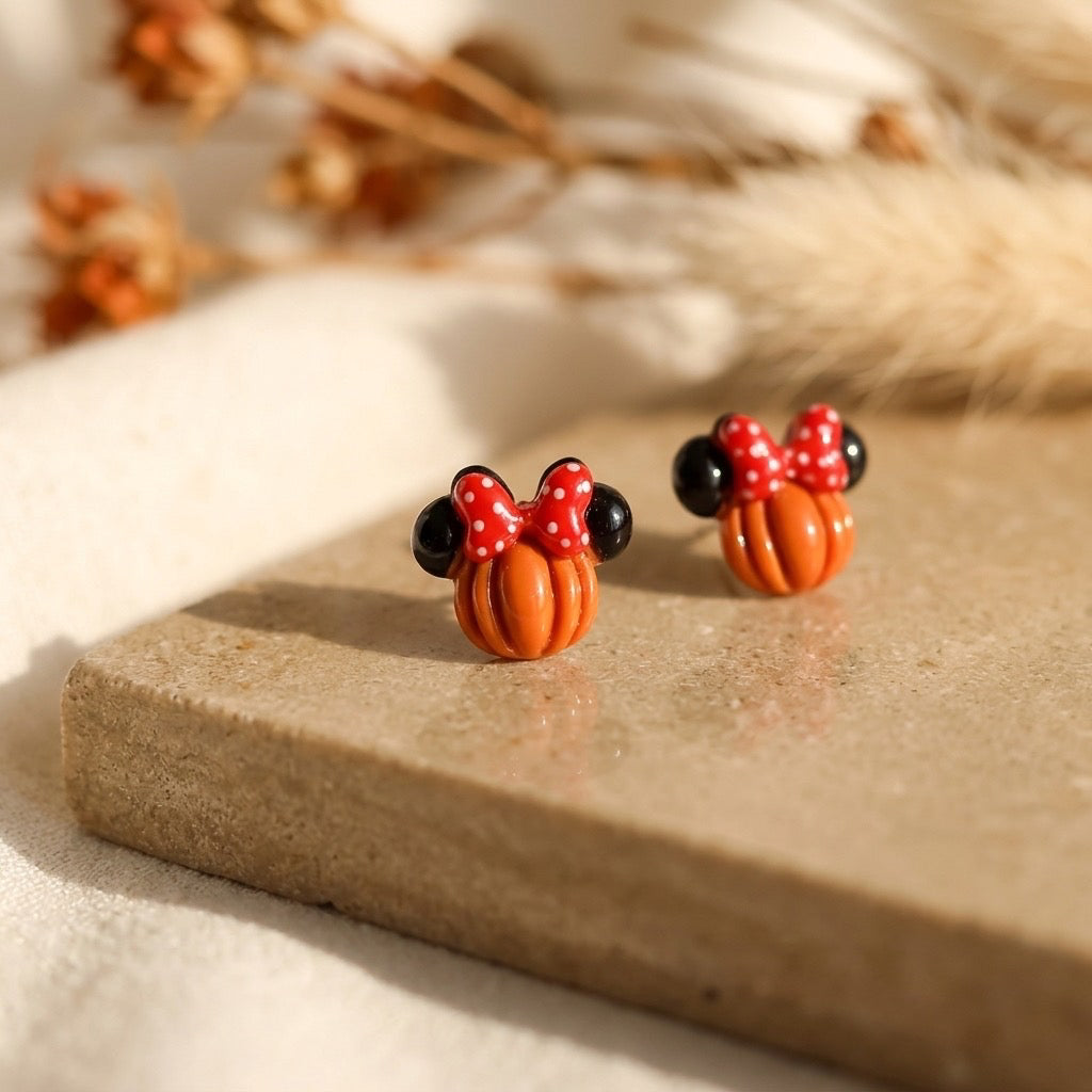 Pumpkin Bow Mouse Studs
