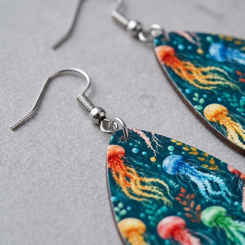 Jellyfish Coastal Earrings – Handmade Ocean-Inspired Teardrop Dangles