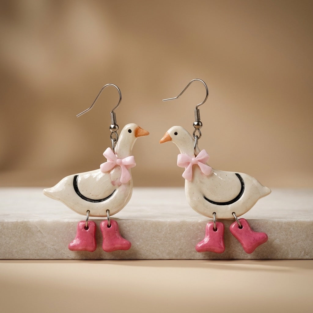Blush Goose Dangle Earrings – Lightweight, Hypoallergenic & Nickel Free