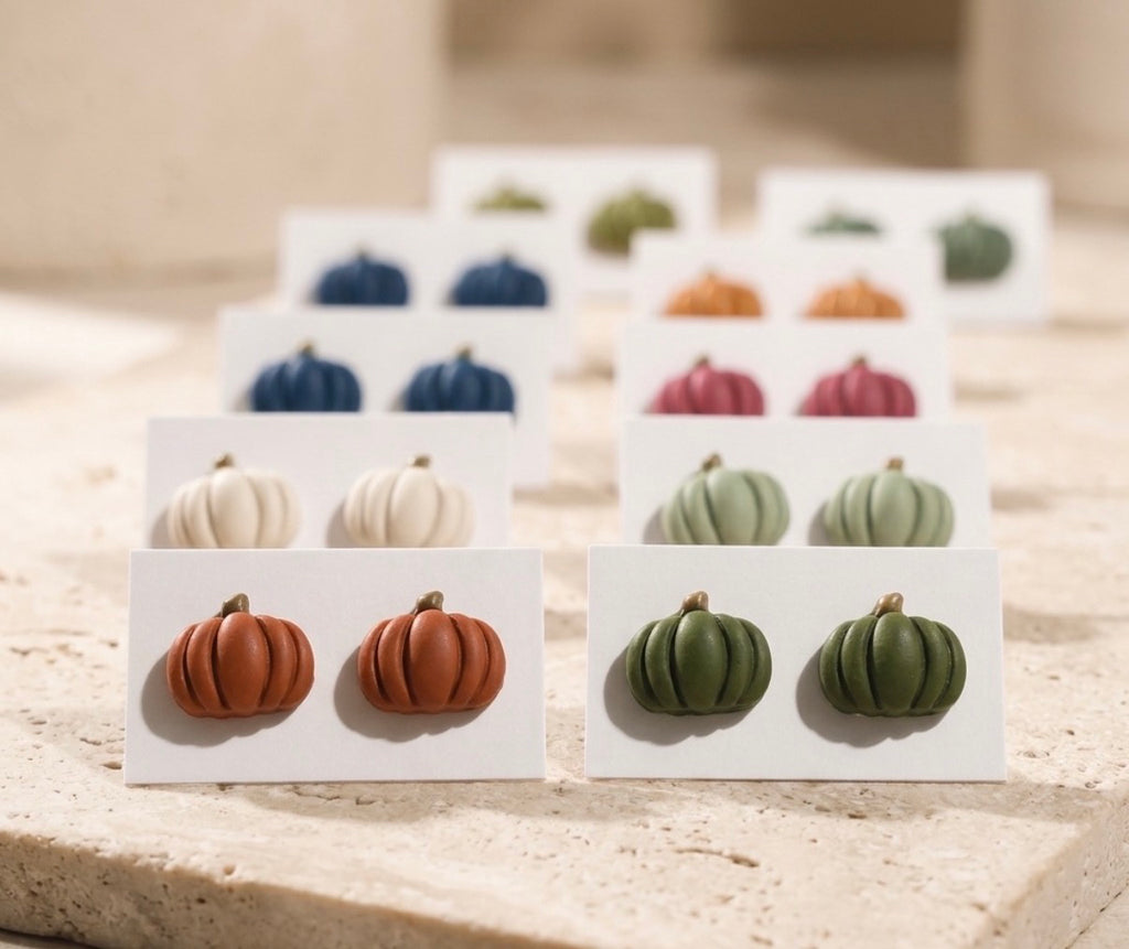 Blue Pumpkin Stud Earrings