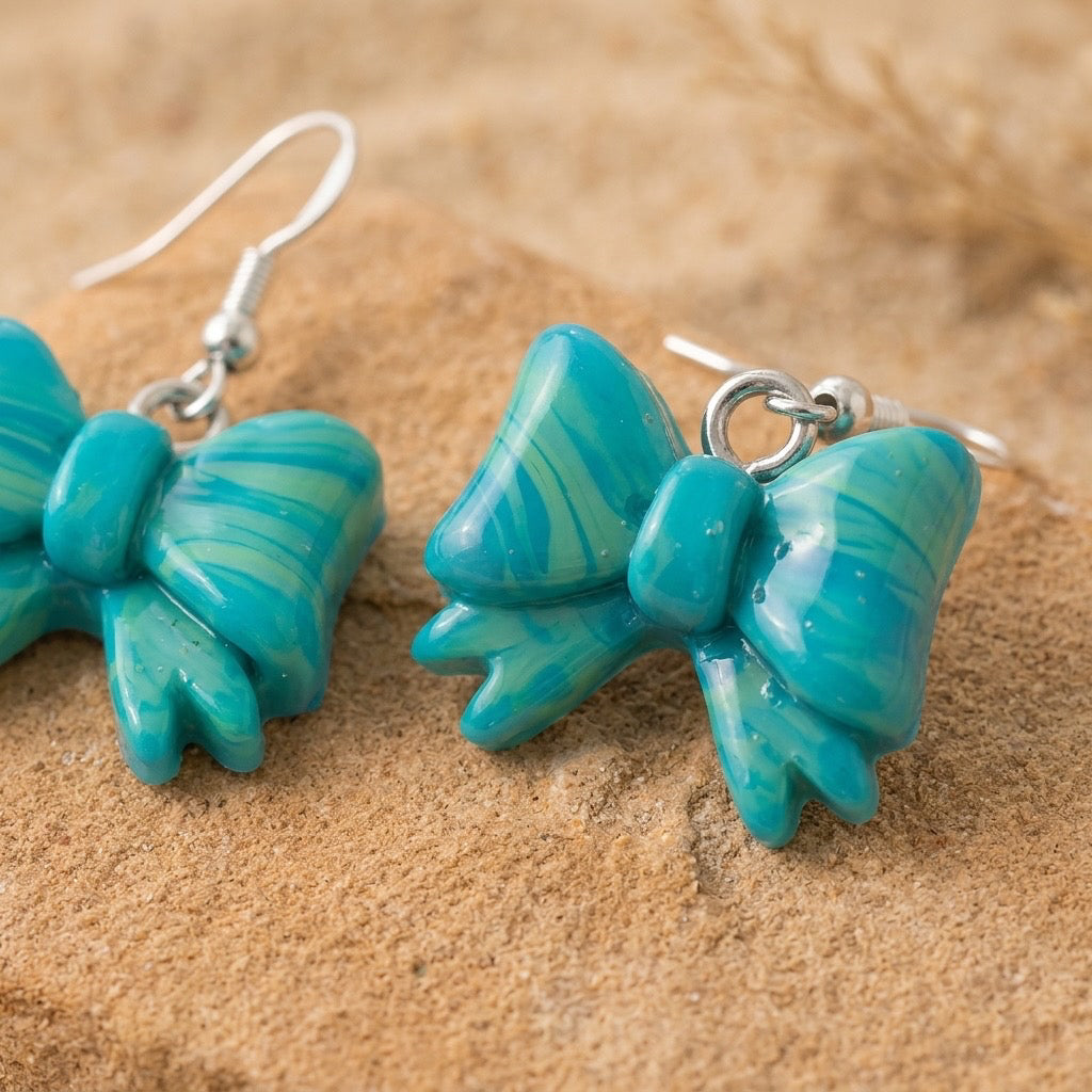 Coastal Blue Bow Earrings