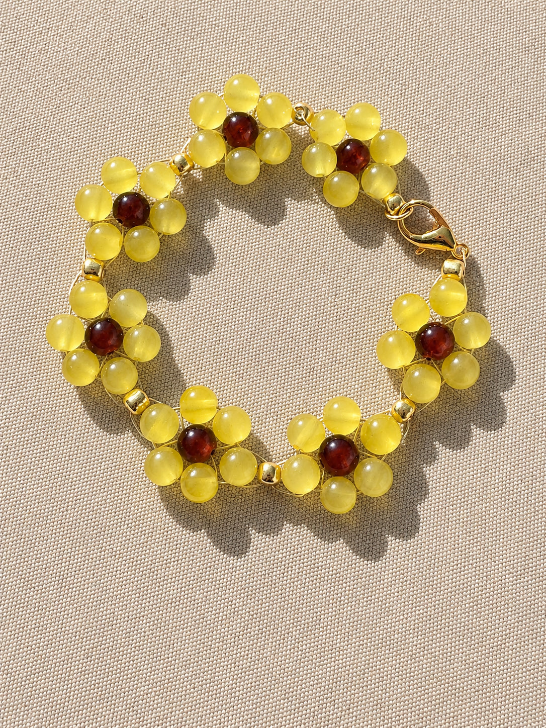 Golden Daisy Beaded Bracelet