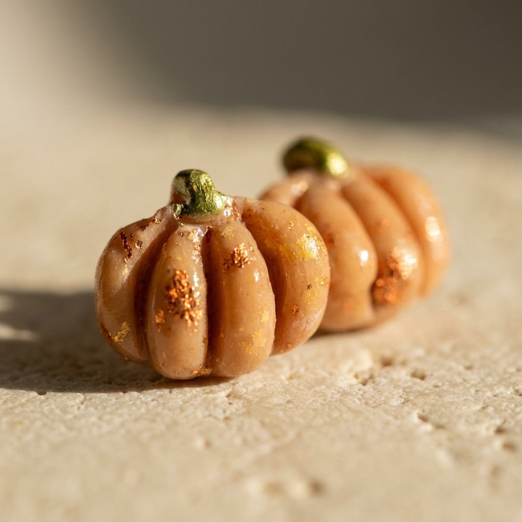 Golden Harvest Pumpkin Stud Earrings