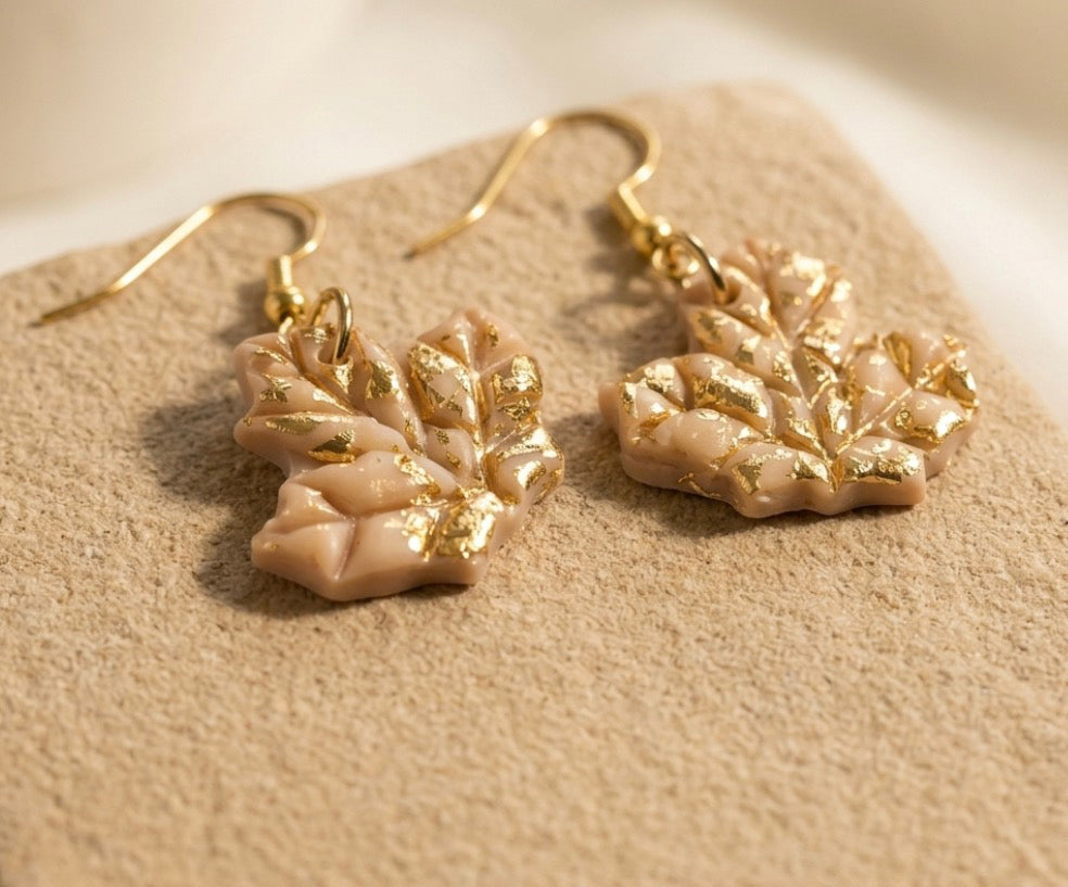 Gilded Autumn Leaf Dangle Earrings
