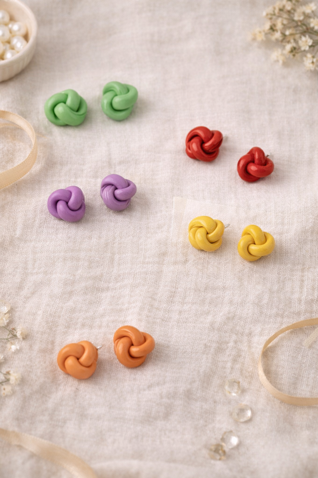 Knotted Stud Earrings | Colorful Minimalist Knot Earrings