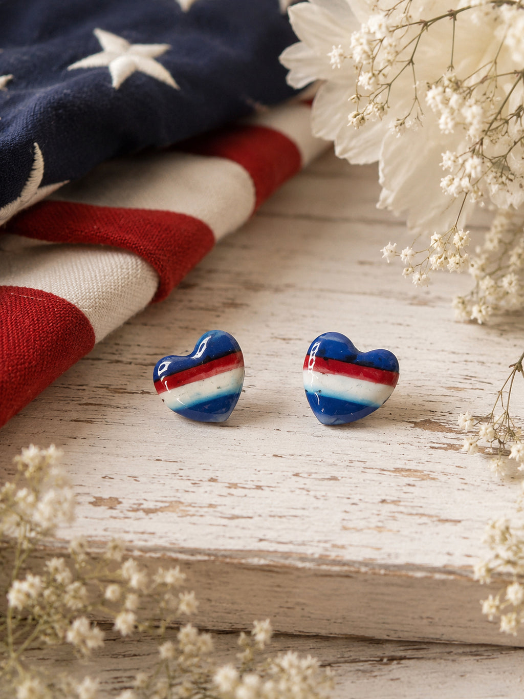 Americana Heart Stud Earrings