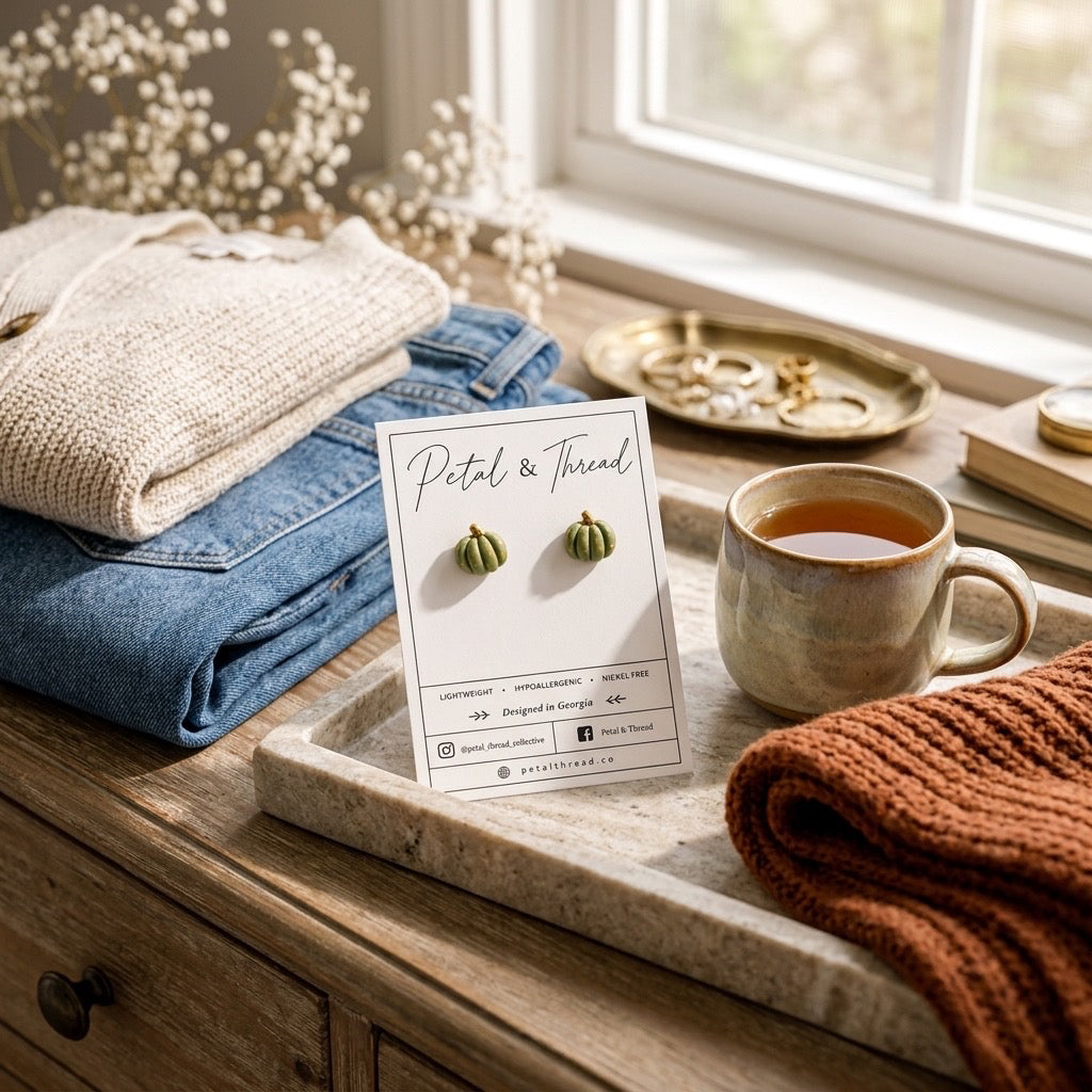 Sage Green Pumpkin Studs