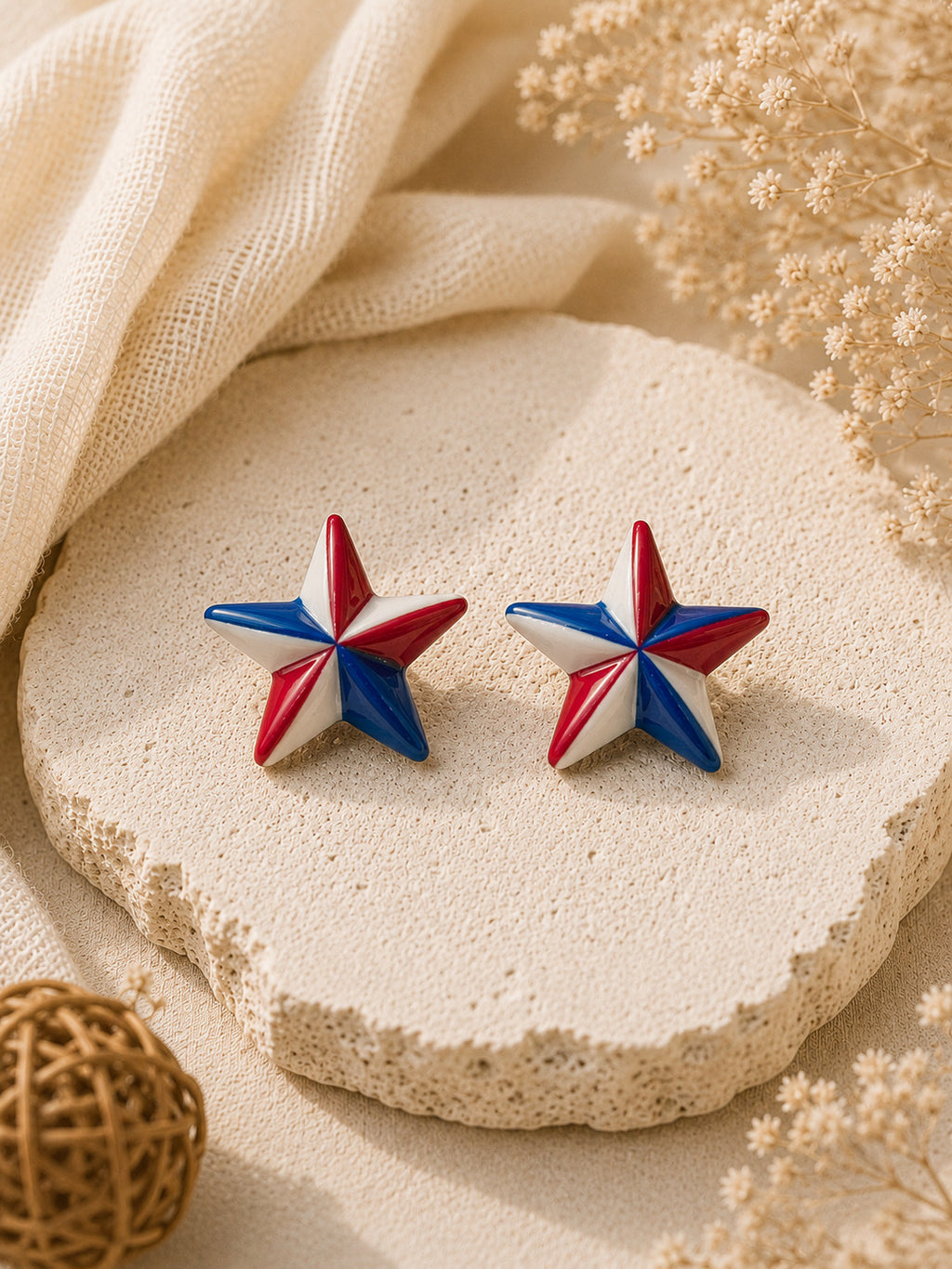Patriotic Texas Star Stud Earrings