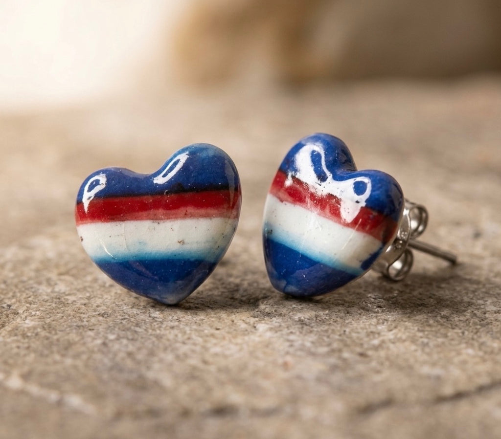 Americana Heart Stud Earrings